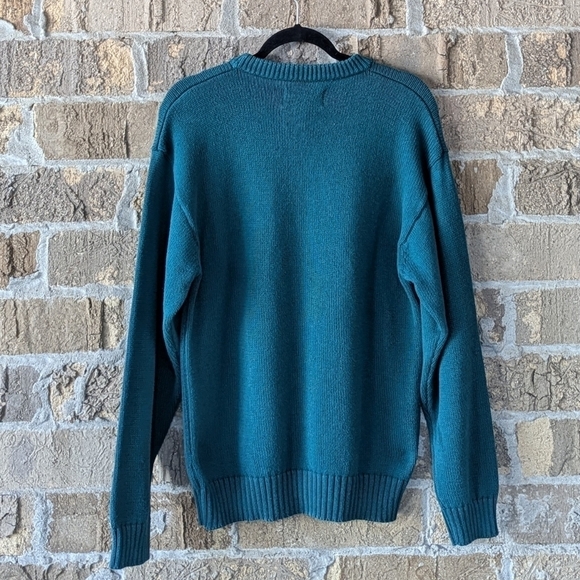 Vintage 90s Eddie Bauer 100% Cotton Green Crew Neck Sweater Small - Picture 4 of 5